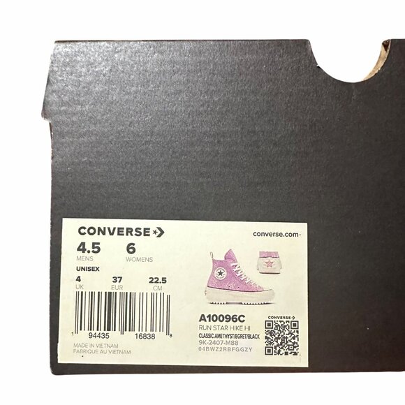 ⭐Converse Run Star Hike Hi 4.5 Mens Shoes Sneaker Purple Glitter Sneaker A10096C - Picture 8 of 10